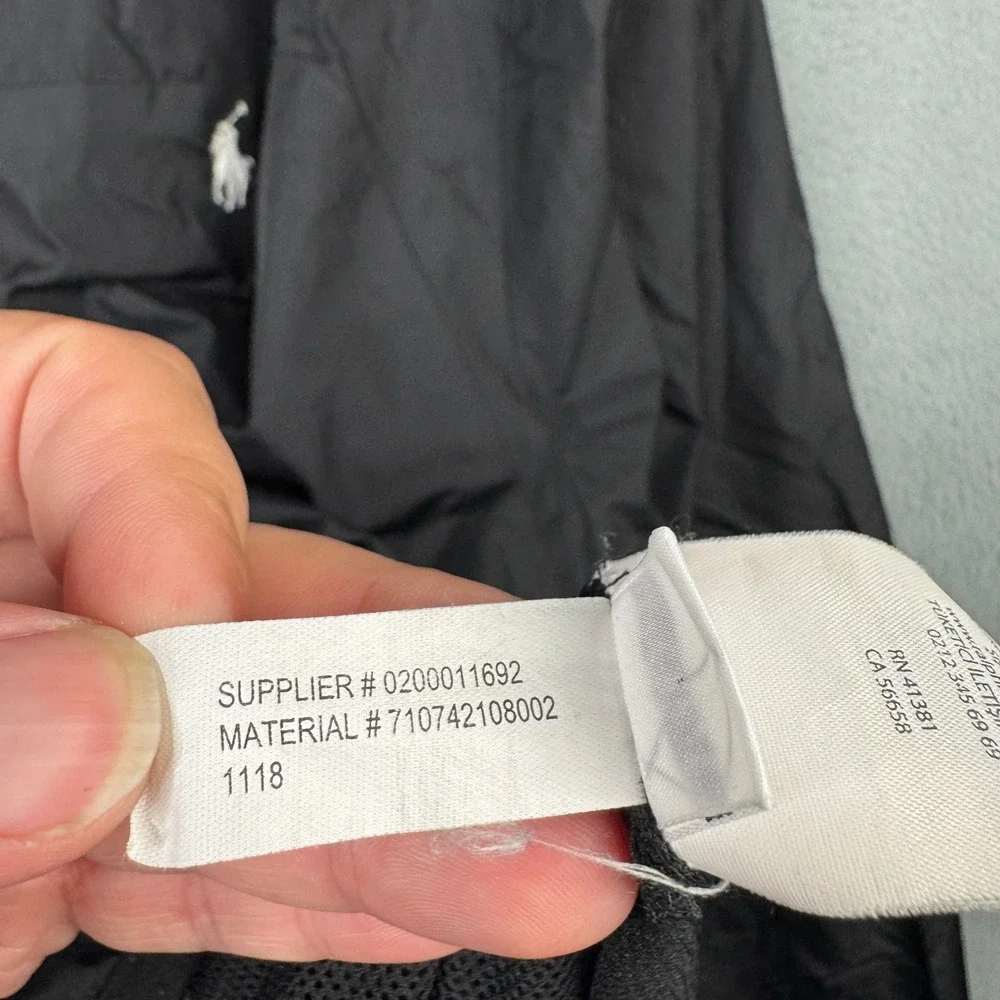 Ralph Lauren Performance Windbreaker Jacket Black Red Hooded Large Long Sleeve